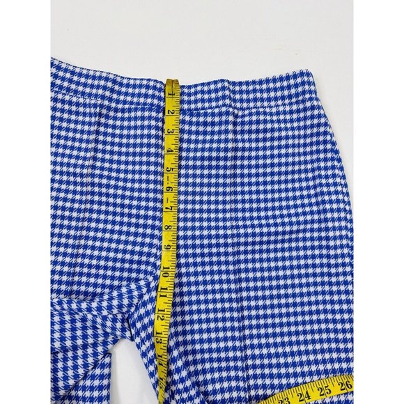 VTG 70s Houndstooth Plaid Knit High Rise Wide Leg Pants Disco - Picture 7 of 12